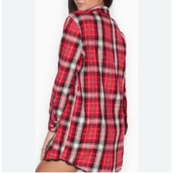 Vintage Victoria’s Secret Plaid And Lace Nightie, M Red Christmas - Picture 2 of 14